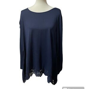 Beauhuty Top Flowy Tunic Blouse‎ Lace Trim XL